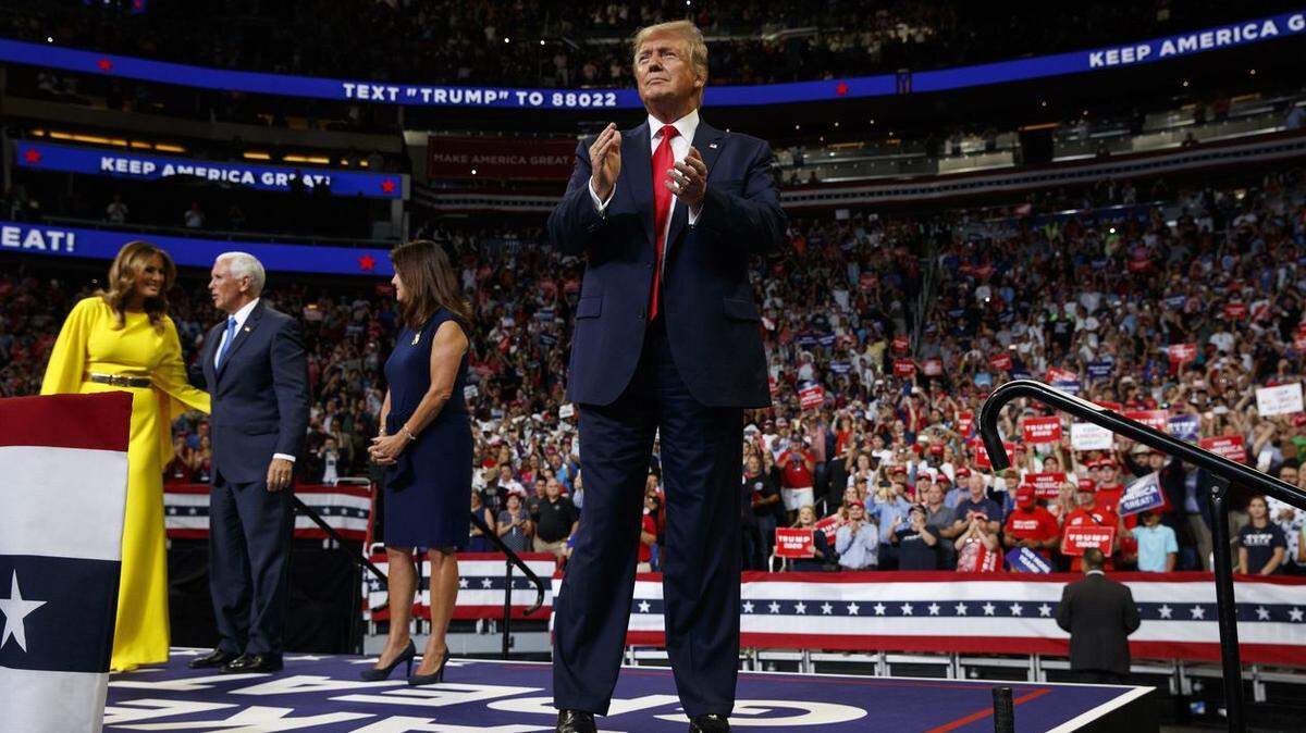 President Trump, with first lady Melania Trump, left, at his campaign kickoff in Orlando.