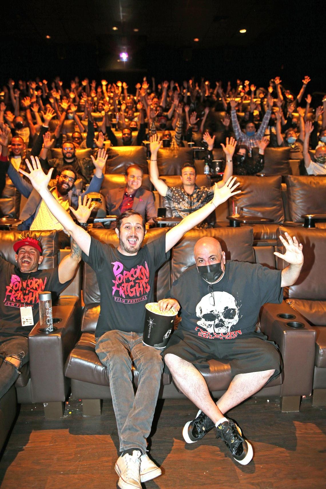 Igor Shteyrenberg and Marc Ferman, co-founders of the Popcorn Frights Film Festival, are photographed at a screening of the made-in-Florida feature ‘The Welder’ at the Silverspot Cinemas in Coconut Creek.