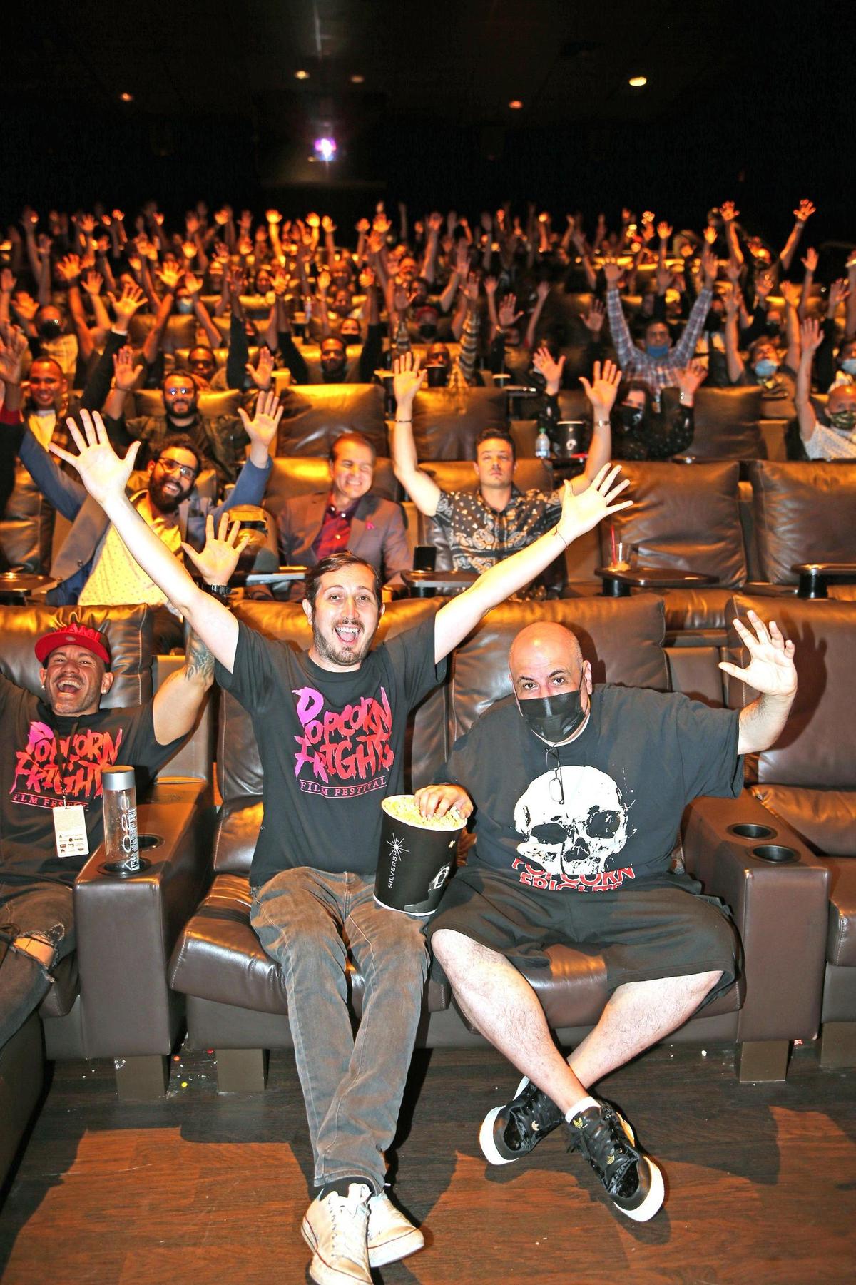Igor Shteyrenberg and Marc Ferman, co-founders of the Popcorn Frights Film Festival, are photographed at a screening of the made-in-Florida feature ‘The Welder’ at the Silverspot Cinemas in Coconut Creek.