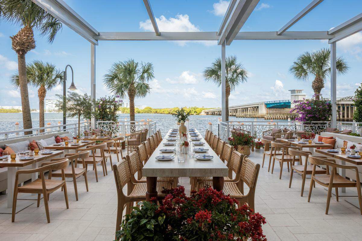 The outside terrace at Yaya Mediterranean restaurant.