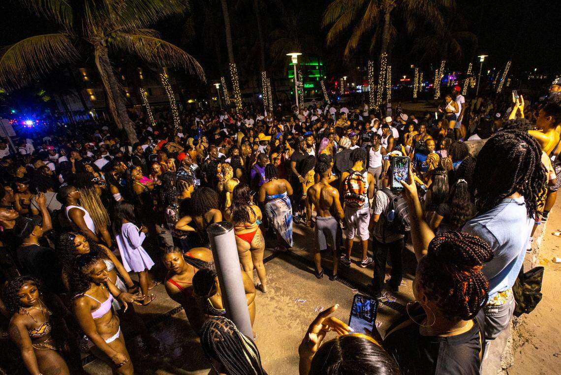 This Spring Break crowd on South Beach on March 20, 2022.