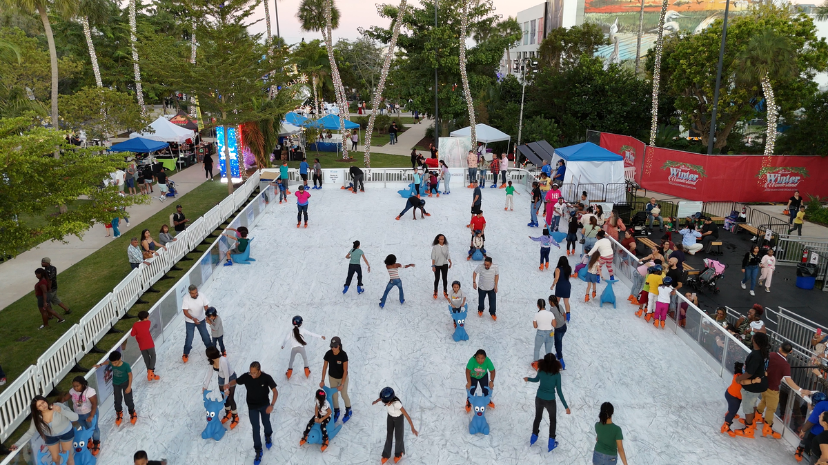 An ice skating rink is operating in downtown Homestead until Jan. 18. A skating session costs $22 and includes skate rental.