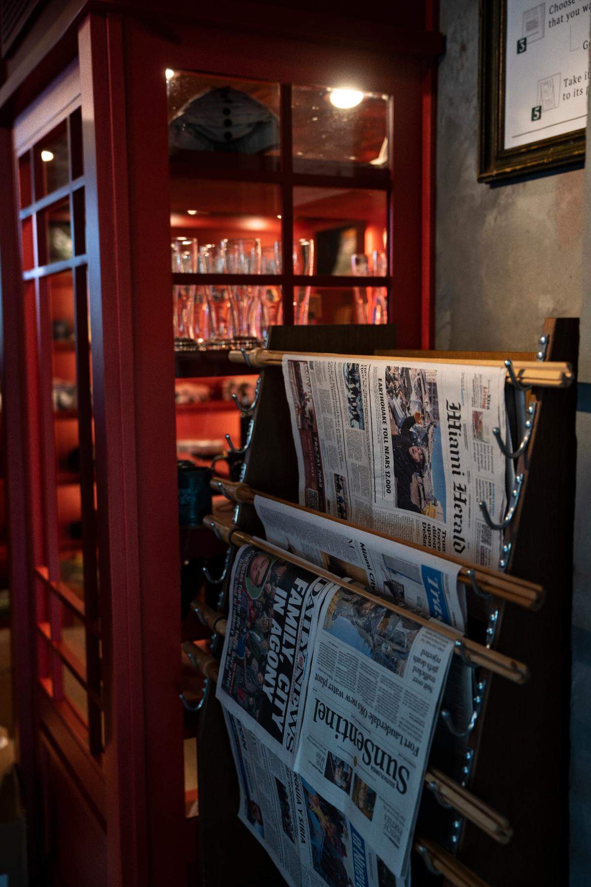 The newspaper racks are back at the News Café, which has just reopened on Ocean Drive.