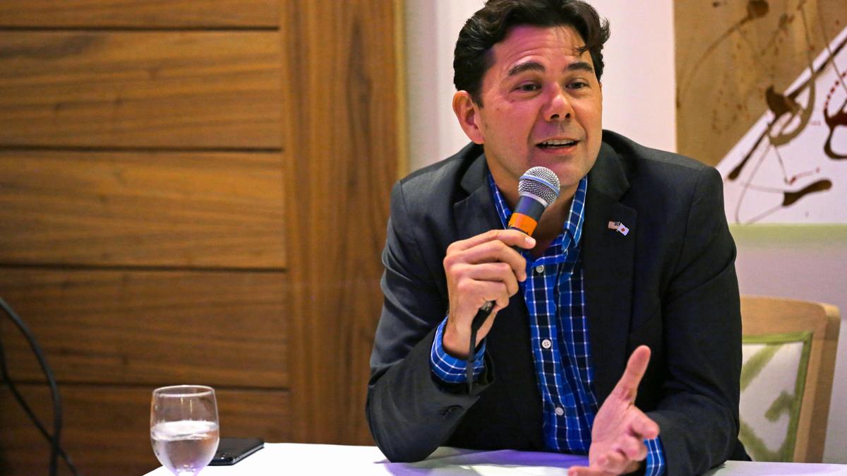 Miami’s District 2 Commissioner Ken Russell, who’s seeking reelection, participates in a forum hosted by Downtown Democrats.