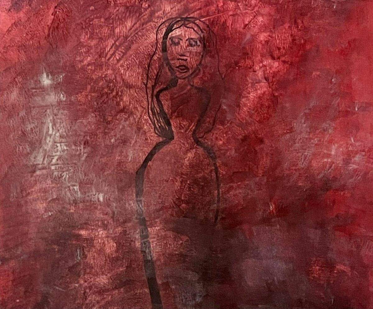 A painting by Emily Castellanos. Emily, 12, has been accepted to art school but hasn’t been able to attend due to her mom’s health and car issues.