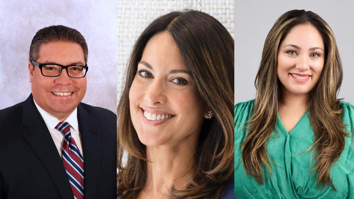 Coral Gables City Commission candidates (from left to right): Ariel Fernandez, Ivette Arango O’Doski, Melissa Castro.