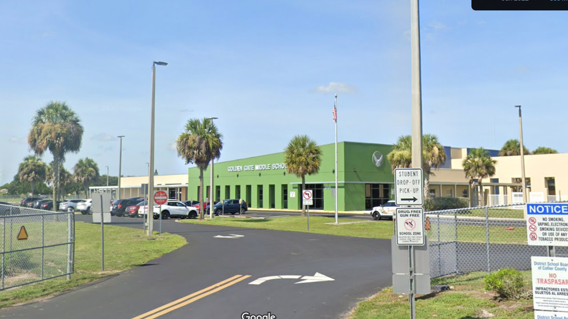 The incident happened Tuesday, Oct. 3, at Golden Gate Middle School in Naples, and the teacher was treated for non-life threatening injuries, the sheriff’s office said.