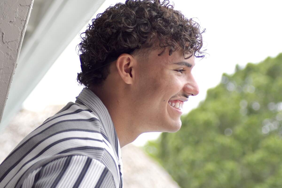 Stoneman Douglas left-handed pitcher Gio Rojas smiles while at his watch party for the 2026 MLB Draft on Saturday, July 11, 2026, in Coral Springs, Florida.