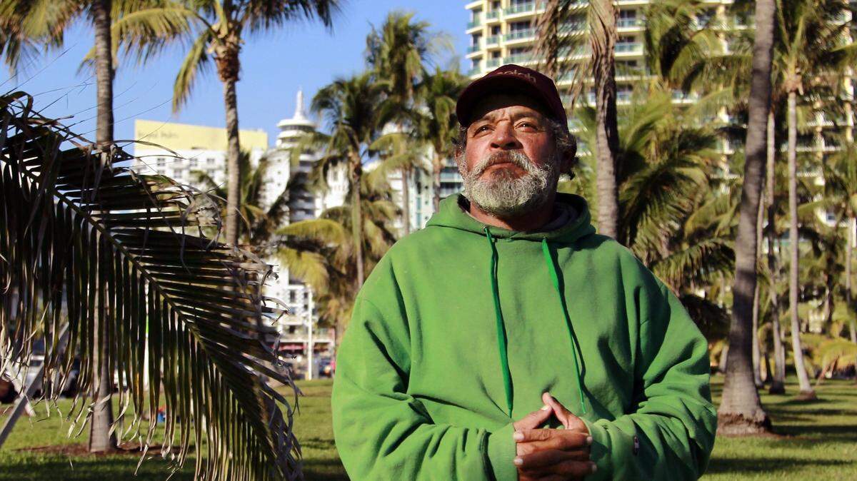 Alfonso is a homeless man who lives on the streets of Miami Beach. The city rejected an expansion of a food and beverage tax that would have increased funding for homeless services.