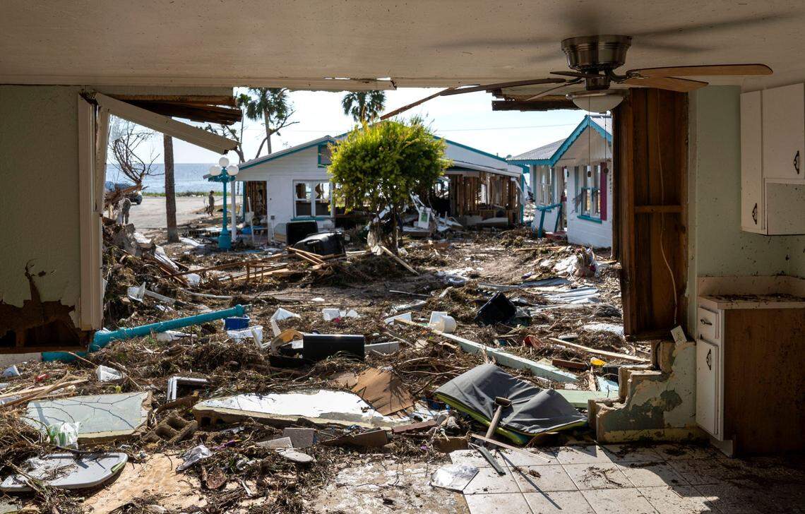 The Faraway Inn Cottages and Motel was destroyed after Hurricane Helene on September 28, 2024 in Cedar Key, Florida.