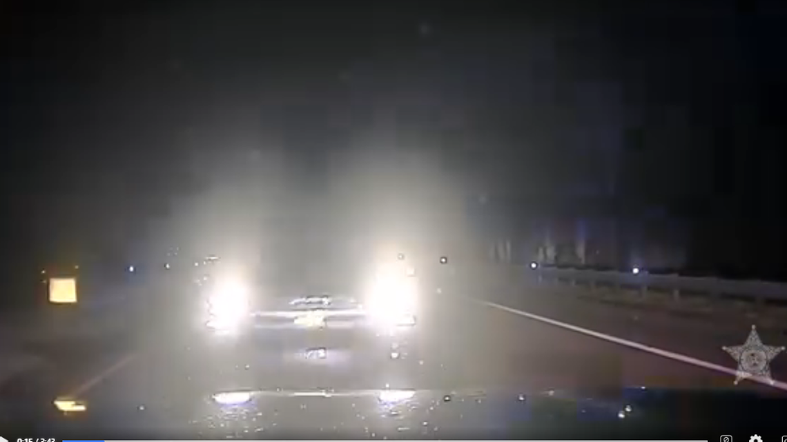 This video screengrab shows the seconds before a driver crashed head-on into a Brevard County Sheriff’s Deputy on U.S. 1 in Florida, officials say.