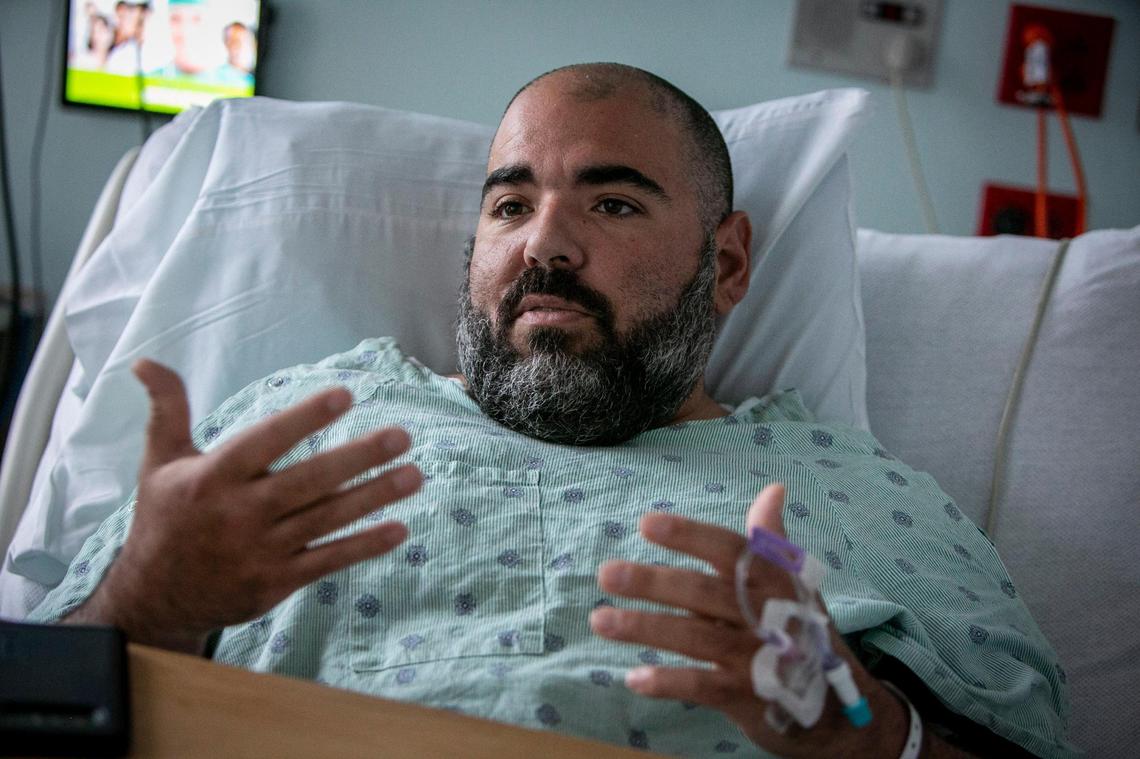  Victor Suero, 34, chose not to get vaccinated for COVID and is in a COVID wing at Jackson Memorial Hospital in Miami. COVID cases are surging in Florida and hospitalizations are rising, with the vast majority of patient admissions at Jackson and other area hospitals unvaccinated younger people.