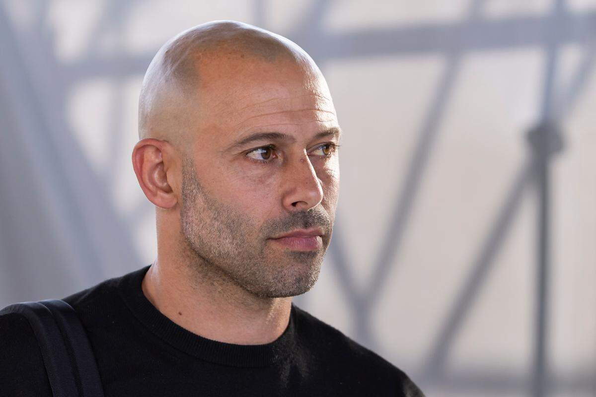 Inter Miami head coach Javier Mascherano arrives to Chase Stadium before his team’s Concacaf Champions Cup Semifinals match at Chase Stadium on Wednesday, April 30, 2025, in Fort Lauderdale, Fla.