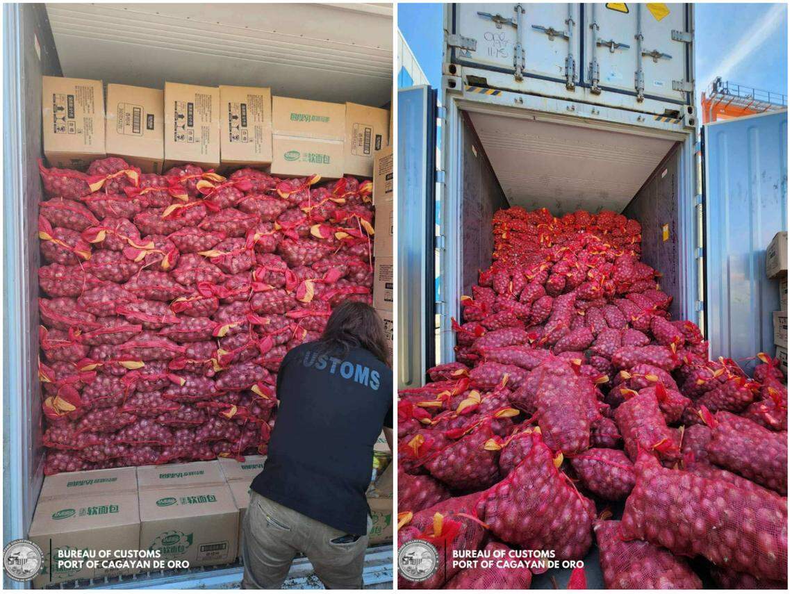 Shipments of smuggled onions seized by Filipino authorities.