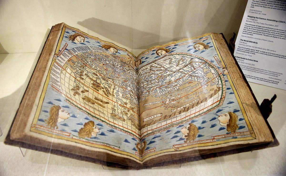 An atlas dated 1486, ‘Cosmographia’, on display at the Kislak Center at the University of Miami, March 20, 2018. Jay Kislak, an important collector of rare documents, is giving his document collection to the University of Miami.