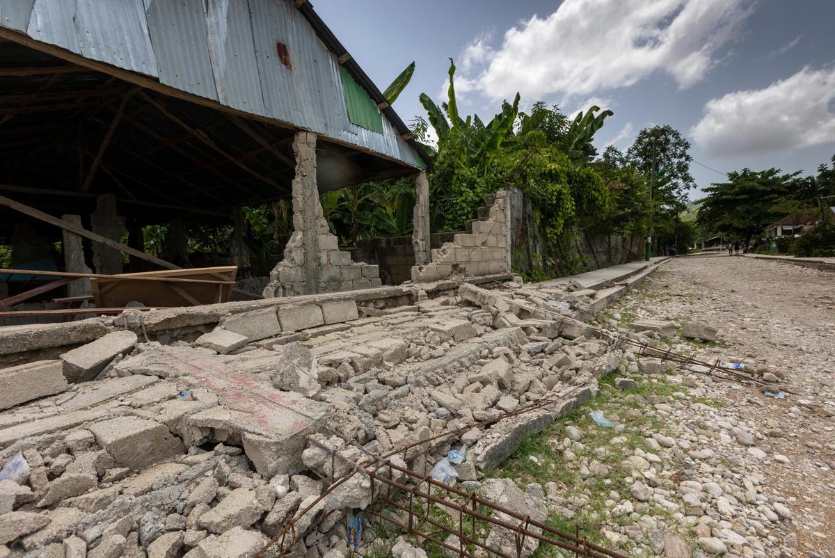 Part of a health clinic in the town of Maniche in southwestern Haiti. The town is among the worst hit from the Aug. 14, 2021, earthquake.