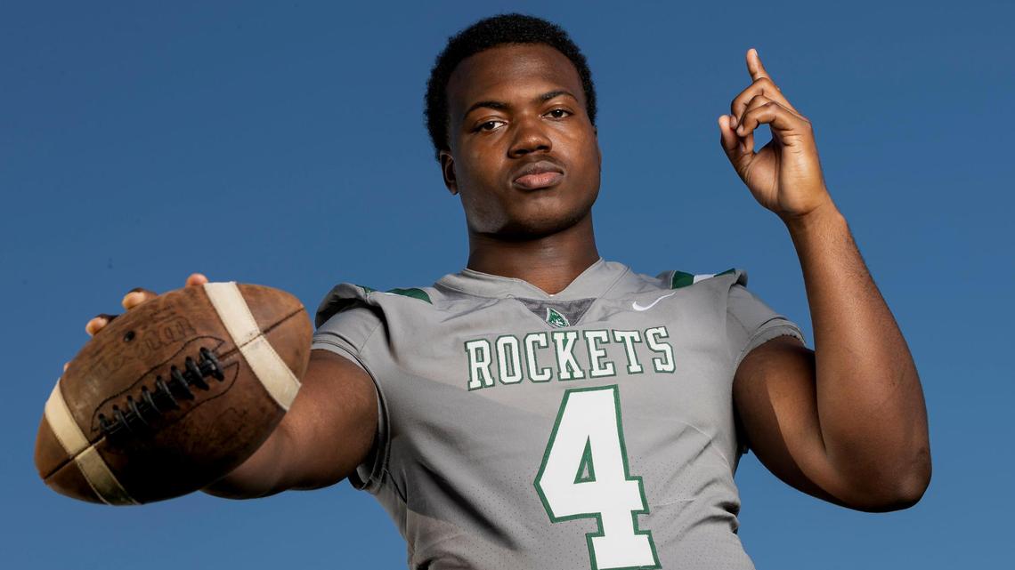Miami Central’s Rueben Bain Jr. is the Miami Herald’s Class 2M-1M Defensive Player of the Year after recording 29 sacks and leading the Rockets to their fourth consecutive state title.