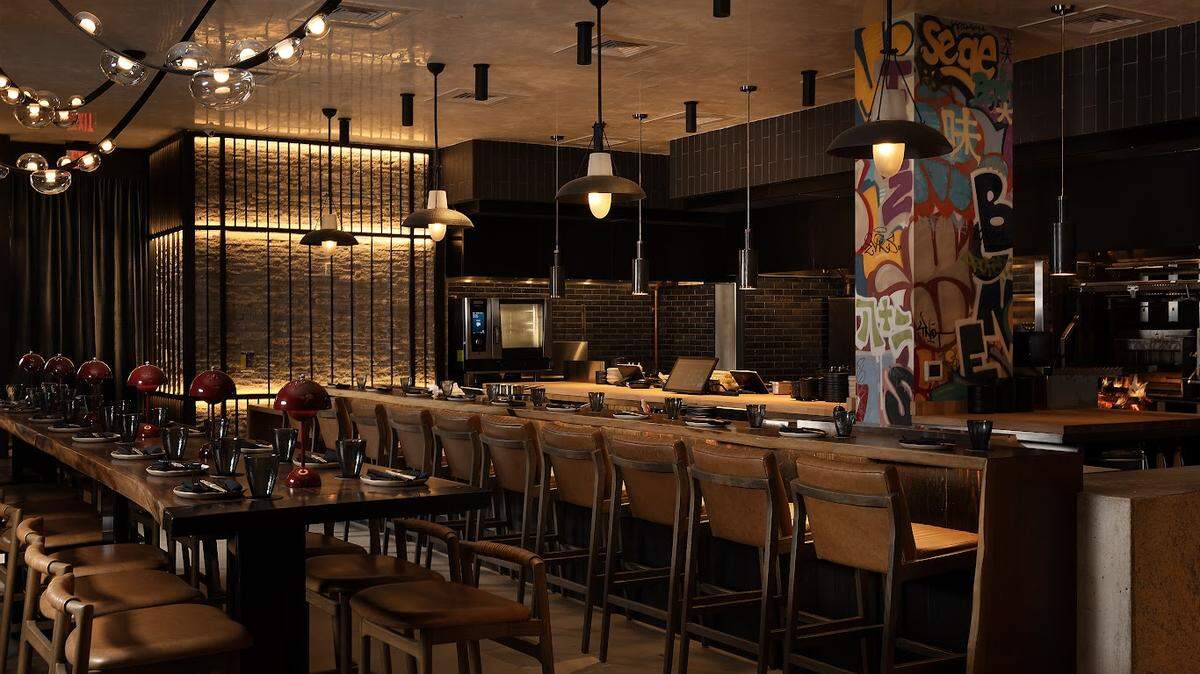 The chef’s table and interior of Shiso, an Asian smokehouse restaurant from Chef Rahaeem Sealey coming to Wynwood.