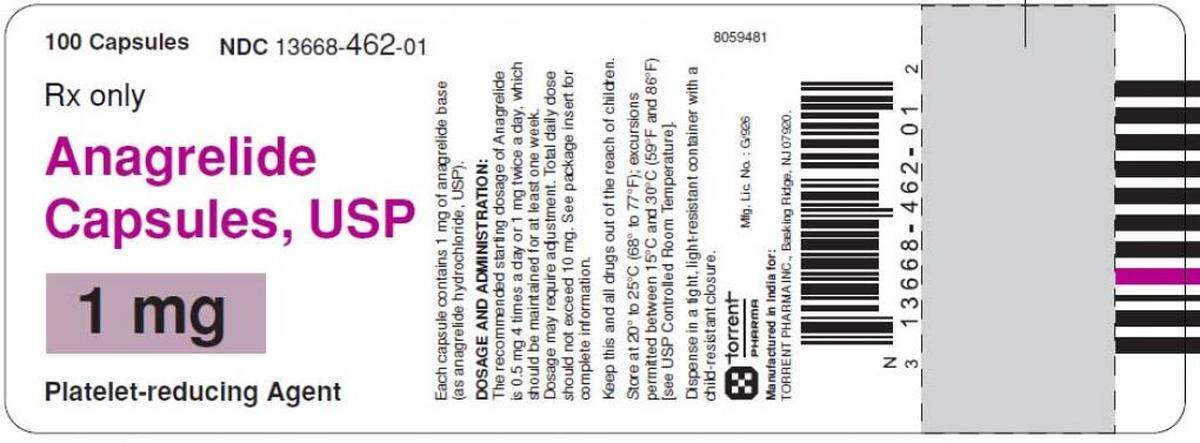 The label of Anagrelide capsules