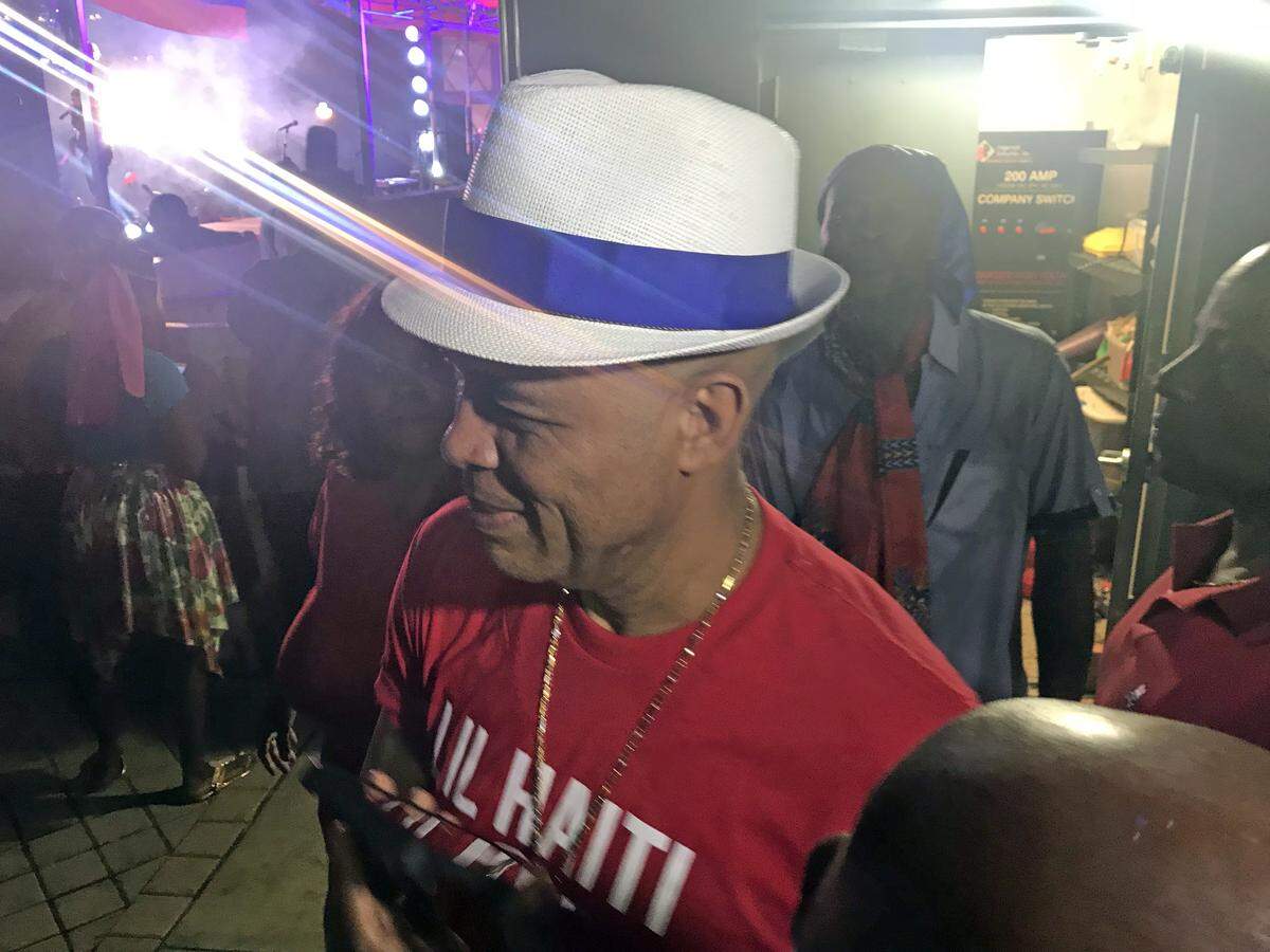 Former Haitian President Michel Martelly, also known as Sweet Micky, at the Haitian flag day celebration Friday in Little Haiti.