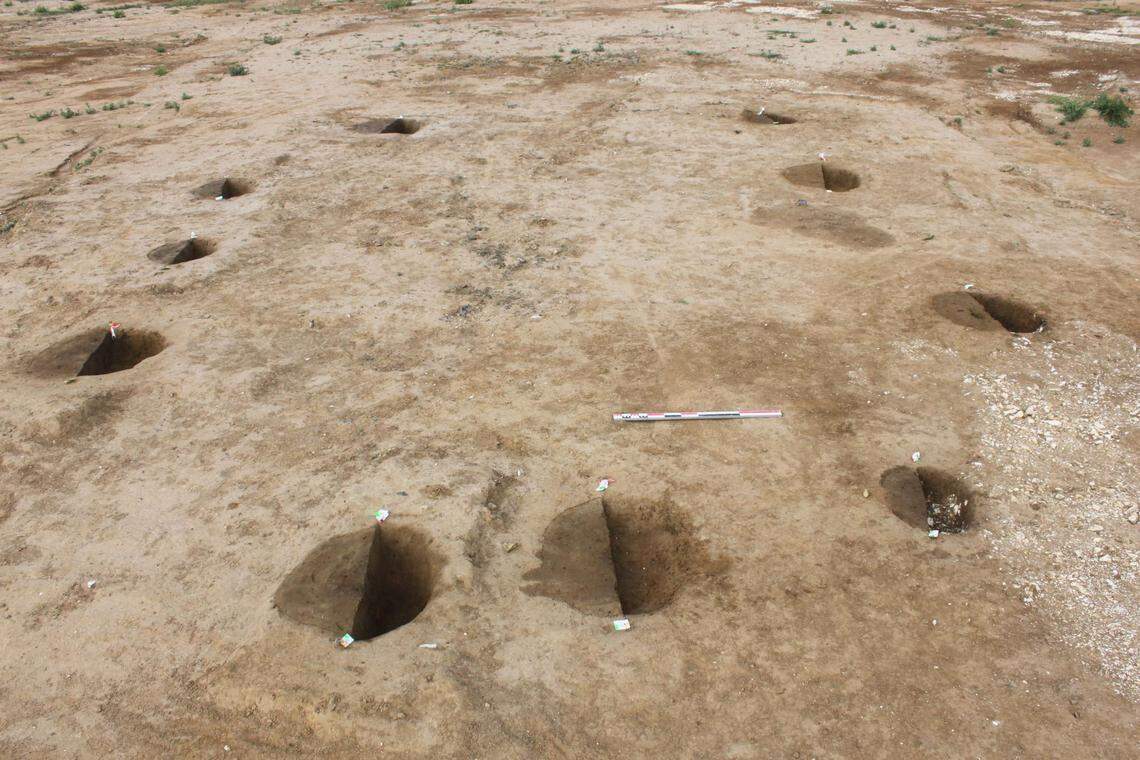 Archaeologists found postholes left from a barn or home at the Roman farm site.