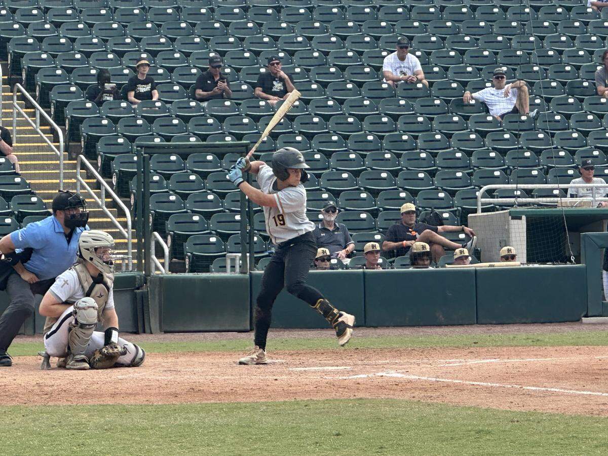 American Heritage’s Davin Petrucci stands in the box during Tuesday’s Class 4A state semifinal against Orlando Bishop Moore at Hammond Stadium in Fort Myers, Fla.
