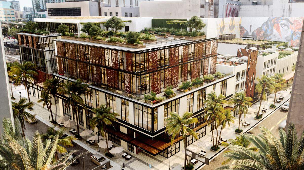 A rendering of Flagler Station, part of Moishe Mana’s planned Flagler District designed by ZYSCOVICH.