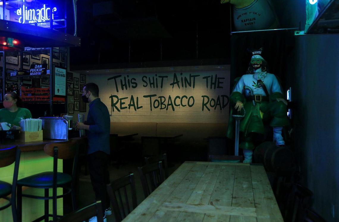 The Tobacco Road tribute bar uses memorabilia from the old but makes it clear it’s not the original.