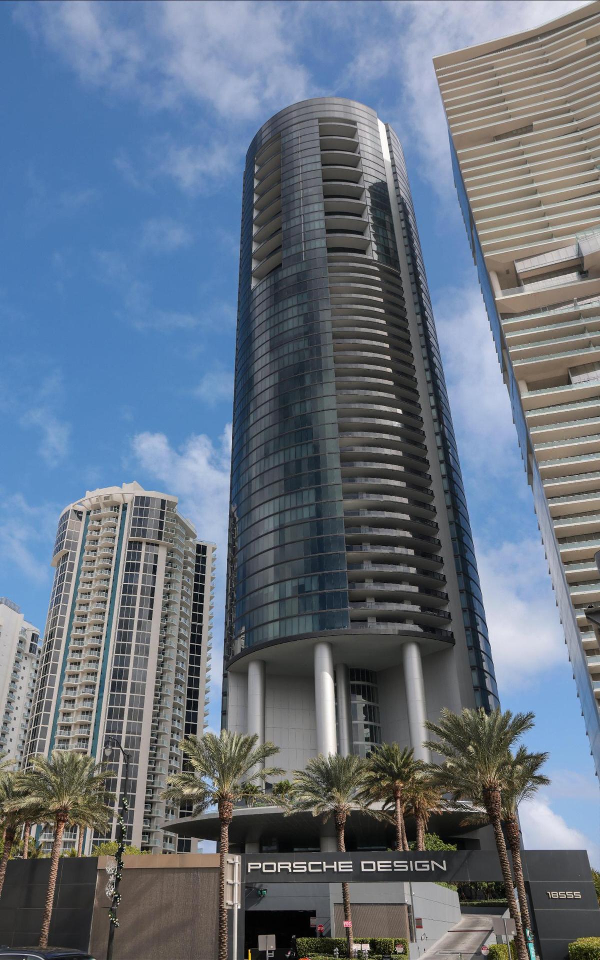The Porsche Design Tower, center, is one of the buildings in Sunny Isles Beach that appear to be sinking.