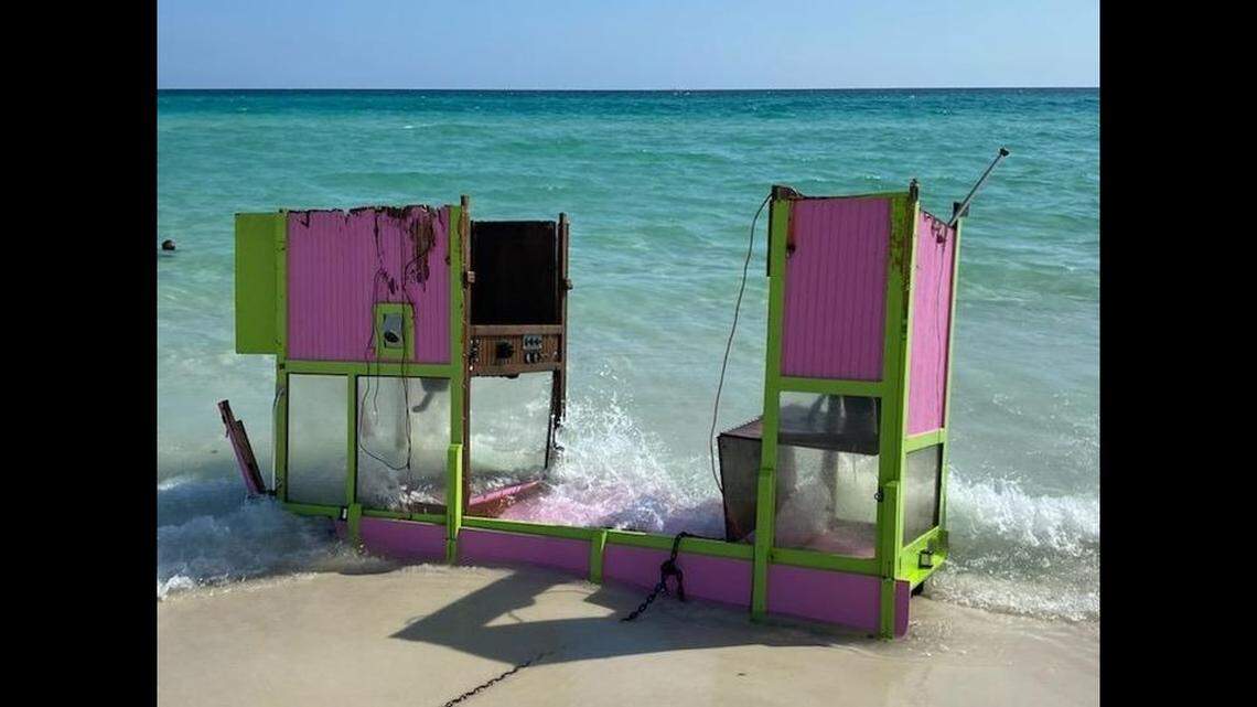 This strange bit of ocean debris is the top of an ice cream boat that floundered in a storm off the Florida Panhandle, officials say.