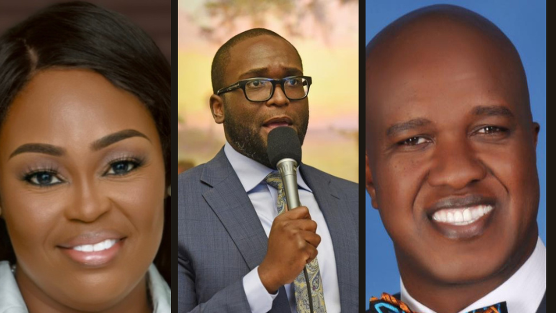 Three candidates — from left, Pitchie Escarment, state Sen. Shevrin Jones and former Miami Gardens Vice Mayor Erhabor Ighodaro — are vying for the state Senate District 34 seat.