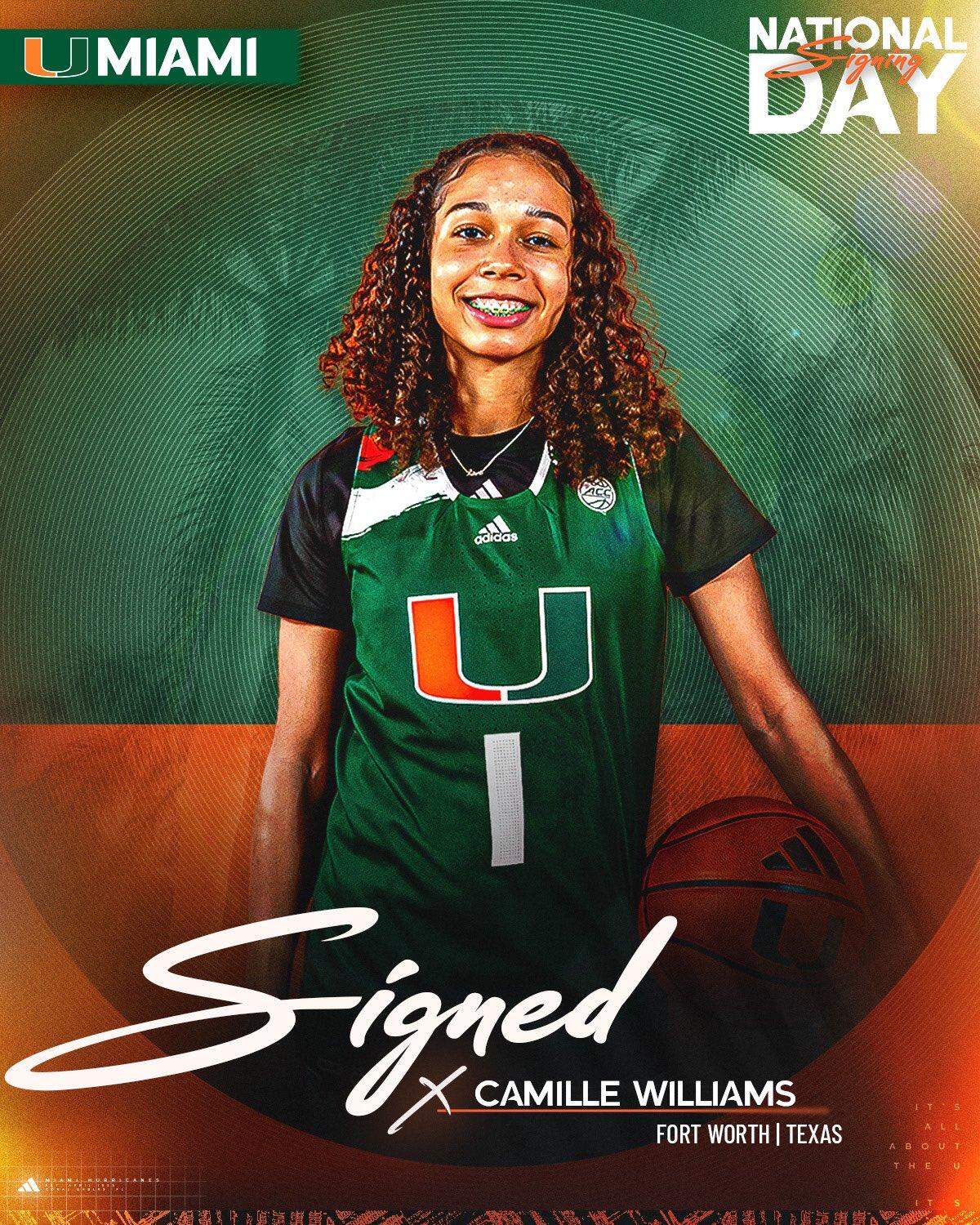 Four-star recruit Camille Williams signed with the University of Miami.