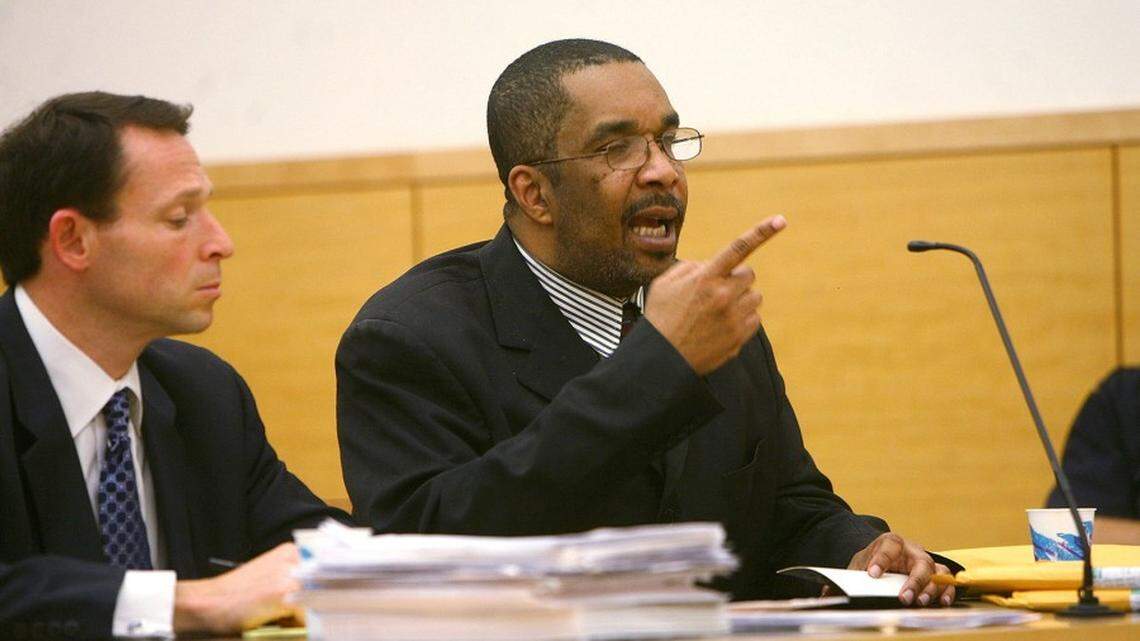 Emmanuel “Toto” Constant, accused of human-rights abuses in Haiti, appears in court for sentencing on mortgage fraud in 2008 in New York.