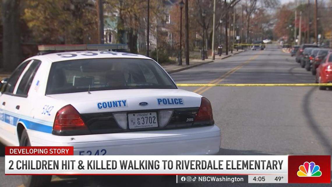 Two students, a 10-year-old and a 5-year-old, died after they were struck by a van as they were walking to school in Maryland, police say. 