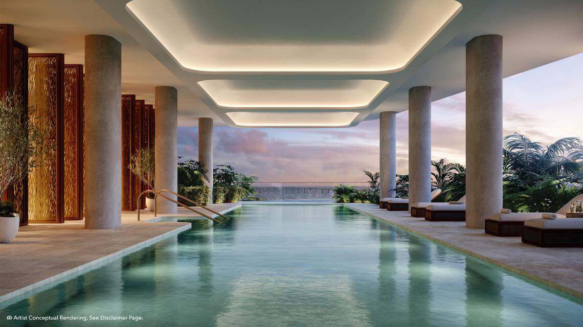 Rendering of Hotel spa, pool and terrace; May 12, 2025