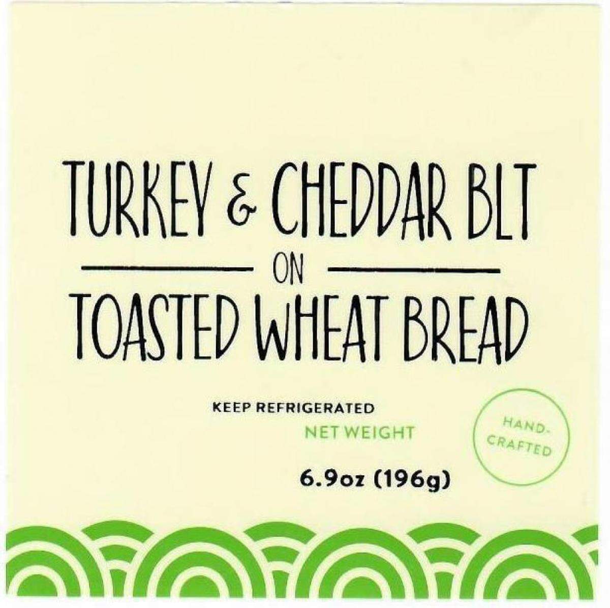 The label for one of the MG Foods turkey sandwiches recalled.
