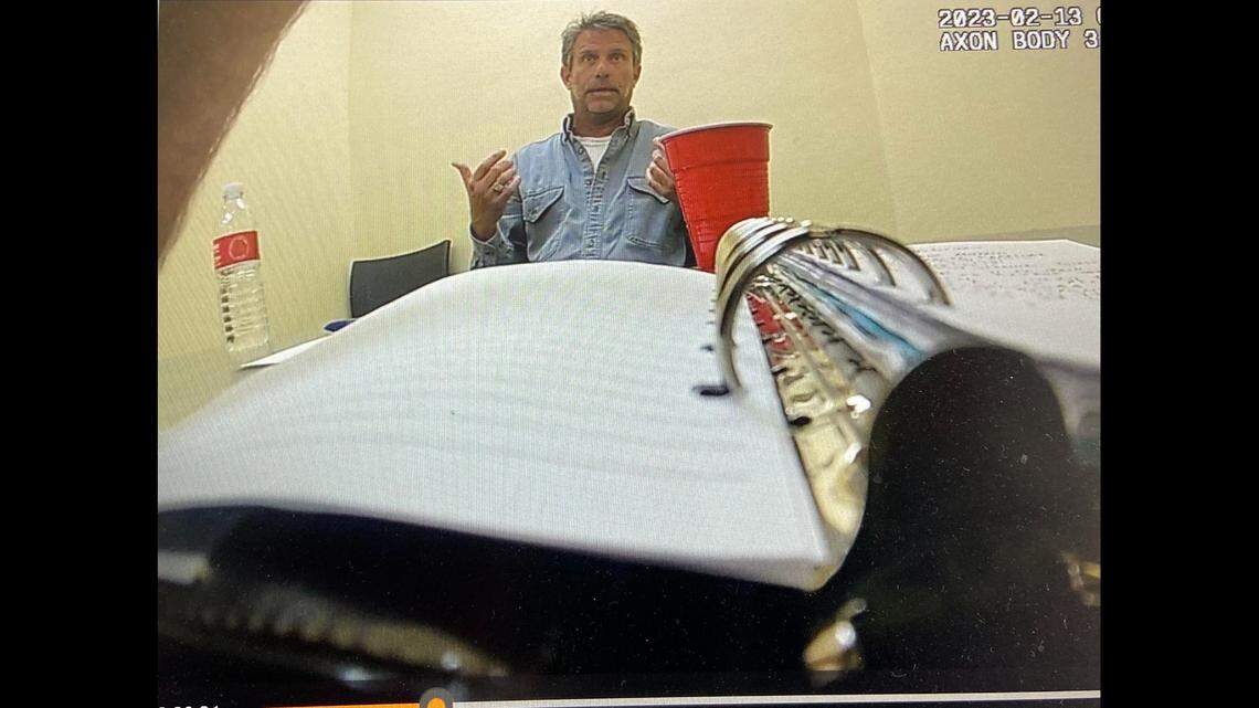 Lloyd Preston Brewer III talks to Key West police on Feb. 13, 2023, hours after he shot and killed 21-year-old Garrett Hughes outside of a local bar. 