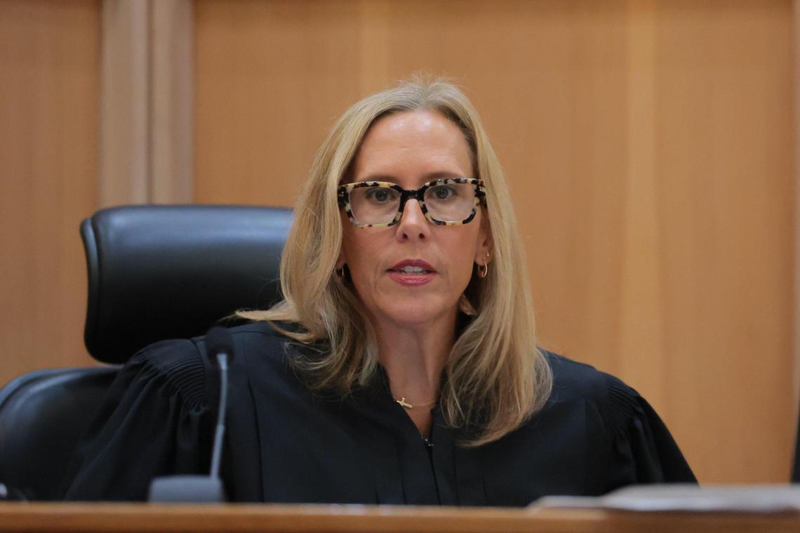 Miami-Dade Circuit Court Judge Andrea Ricker Wolfson listens to arguments during a competency hearing to determine if Jorge Barahona (not pictured) has the ability to stand trial, the Richard E. Gerstein Justice Building in Miami, Florida on July 22, 2025.