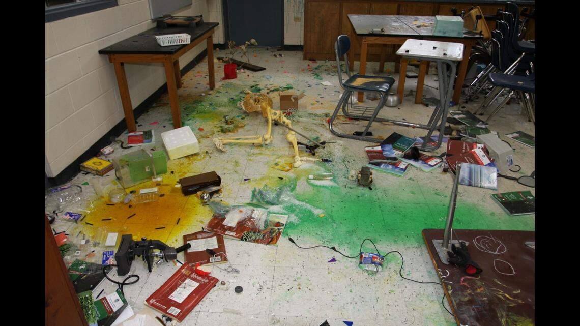 A trio of teens went on a vandalism spree at a Florida middle school in Palatka on Aug. 28 and racked up $100,000 in damage, sheriff says. All three are age 14.