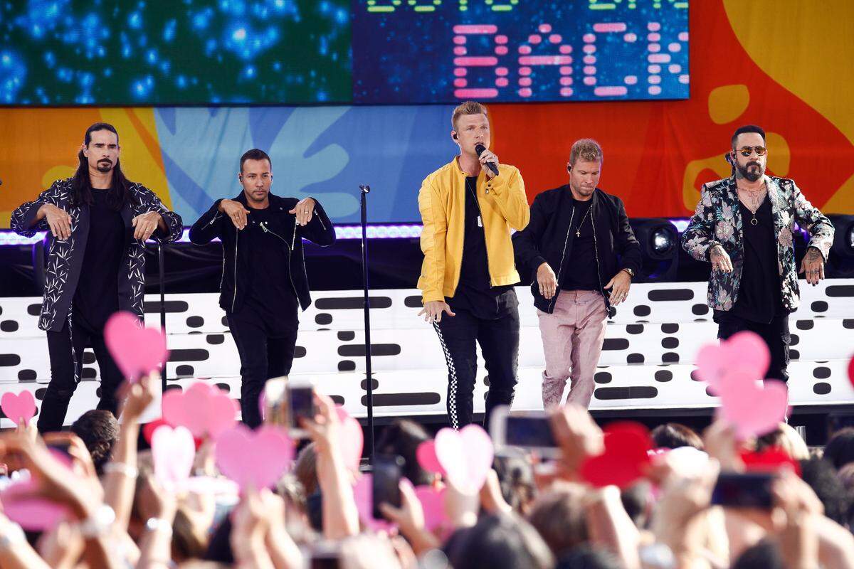 The Backstreet Boys, from left, Kevin Richardson, Howie Dorough, Nick Carter, Brian Littrell and AJ McLean perform on ABC's "Good Morning America's" 2018 Summer Concert Series at Rumsey Playfield/SummerStage on Friday, July 13, 2018, in New York.