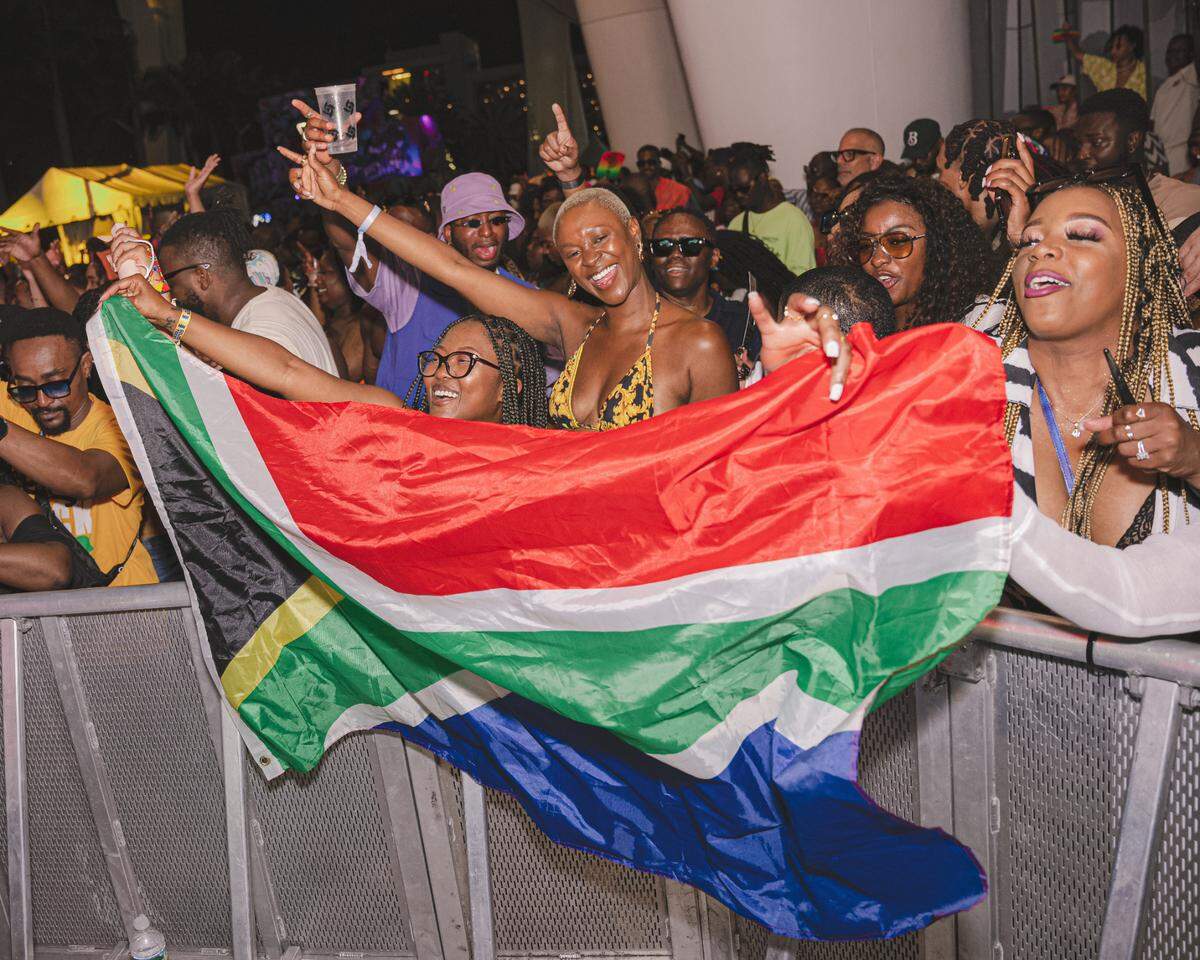 Amapiano fans rep their country at Afro Nation Miami at loanDepot Park on Saturday, May 27, 2023.