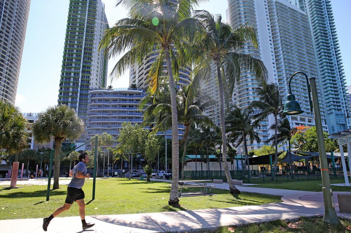 A runner along the waterfront in Edgewater on June 11, 2020. The neighborhood has seen a surge in sales, many of them first-time home buyers, since June.