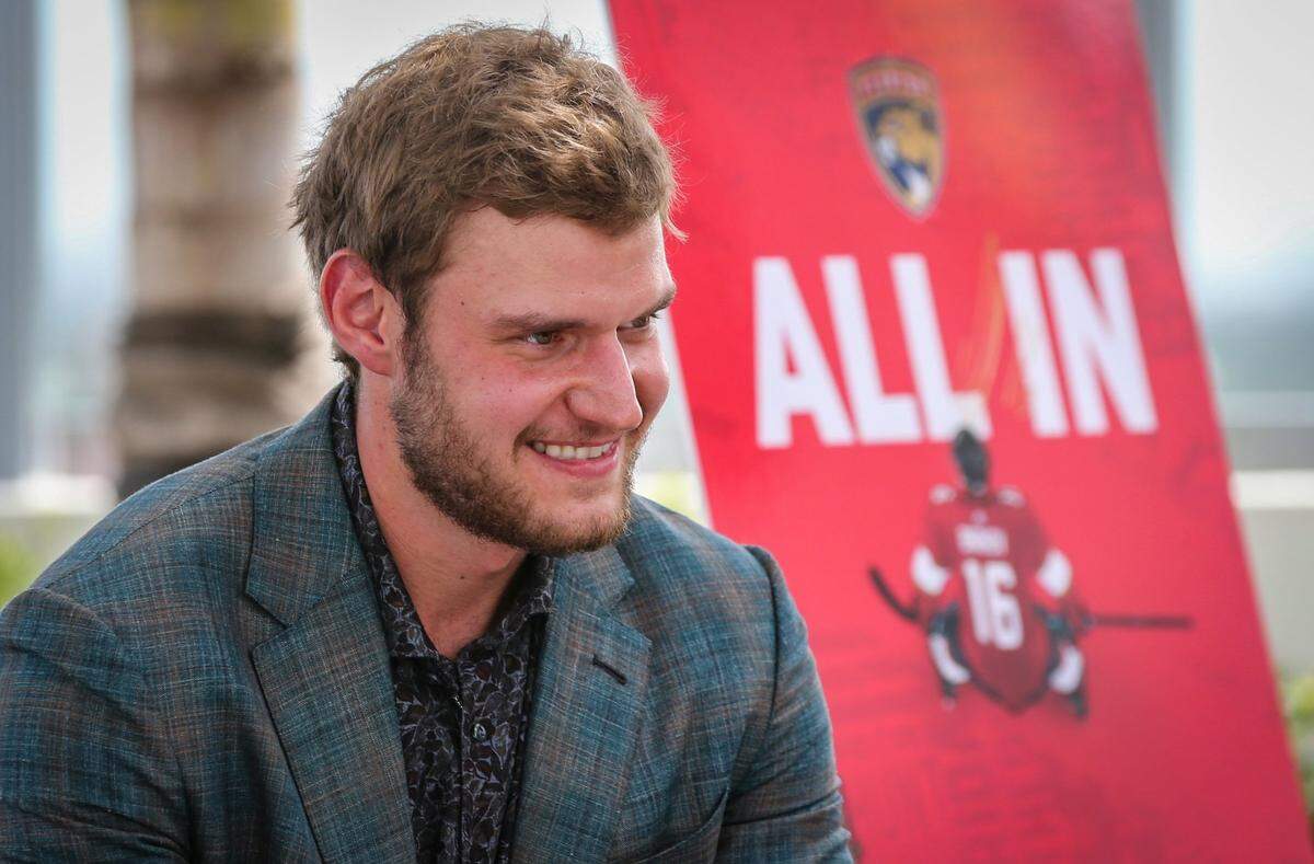 Aleksander Sasha Barkov signs an eight-year contract extension with the Florida Panthers. The team captain settled the new deal at the Courtyard by Marriott in Fort Lauderdale on Friday, October 8, 2021.