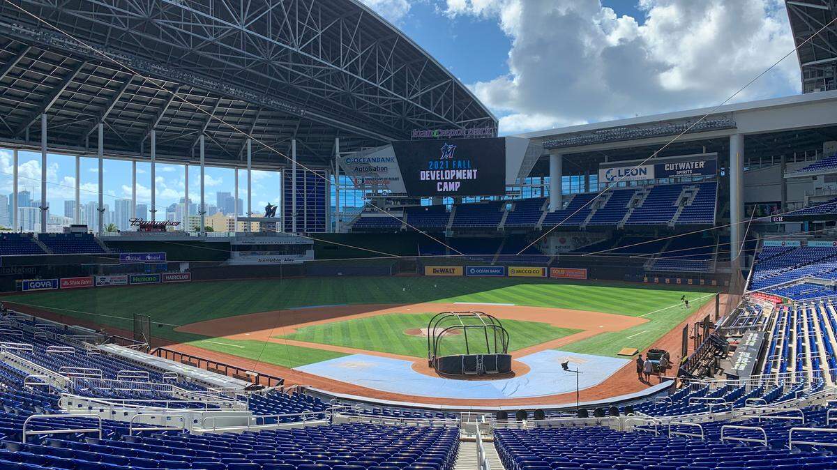 loanDepot park on Oct. 5, 2021, prior to a Miami Marlins development camp practice.