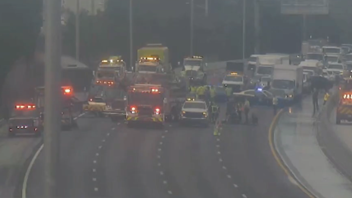 All southbound lanes are closed on the Florida’s Turnpike between Commercial and Sunrise Boulevards as authorities work a vehicle fire.
