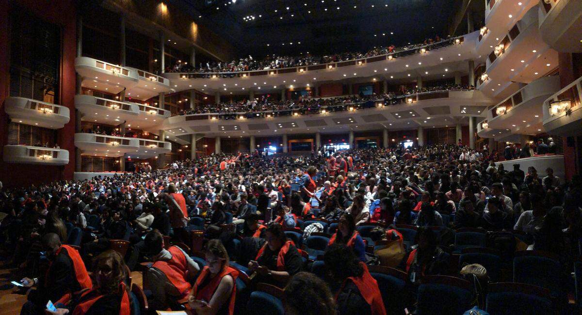 South Florida high school students and teachers at a performance of “Hamilton” at the Broward Center for the Performing Arts on Jan. 16, 2019.