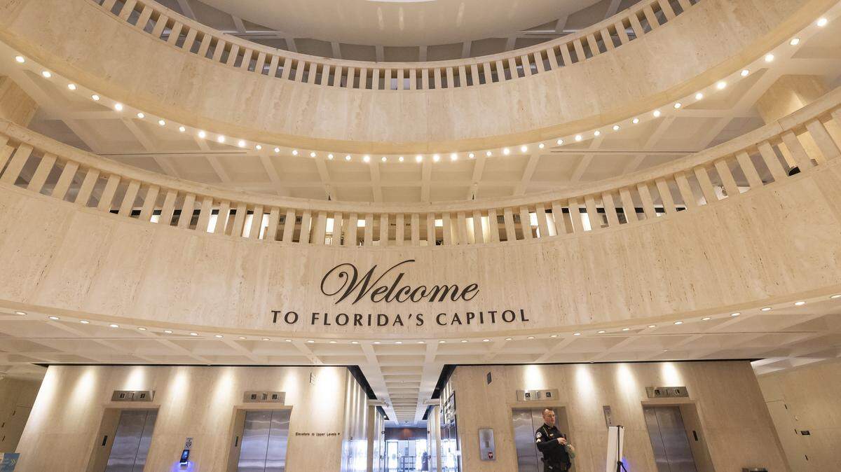A view inside the Florida Capitol’s rotunda near the main entrance on Monday, March 3, 2025, in Tallahassee, Fla.
