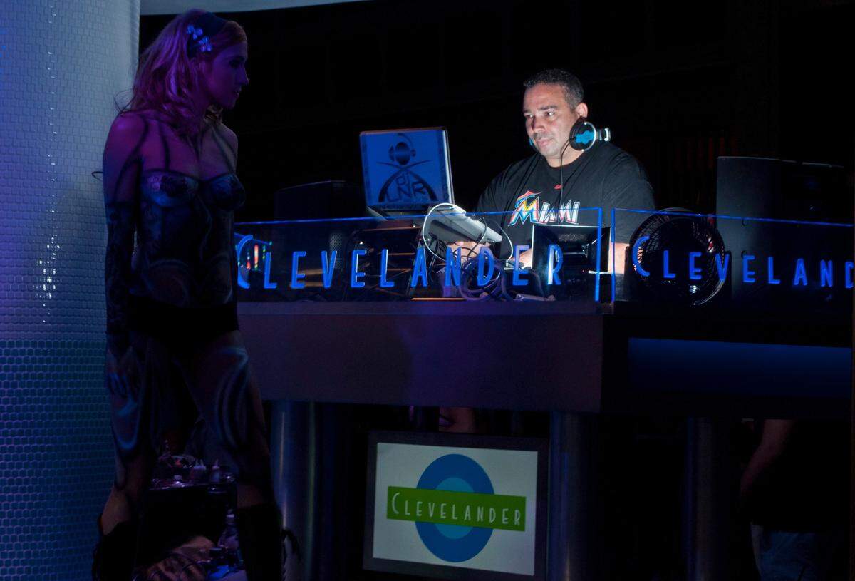 DJ LNR performed at The Clevelander inside the Marlins Park during a game against the San Diego Padres on Saturday, July 28, 2012 in Miami, Fla.