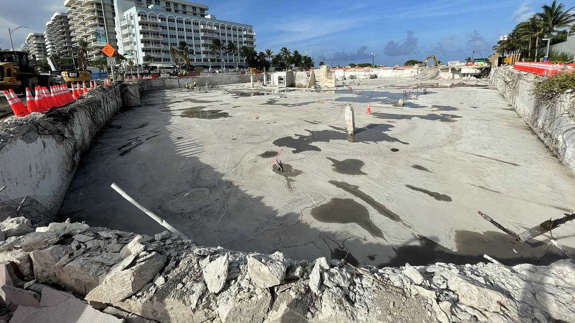 A photo posted July 20 on Twitter by Florida Sen. Jason Pizzo, D-North Miami Beach, shows the Champlain Towers South site cleared of all rubble from the tower’s collapse. The emptied-out foundation, free of prior supports, has a Surfside engineer worried about a cave-in that could cause Collins Avenue to collapse, too.