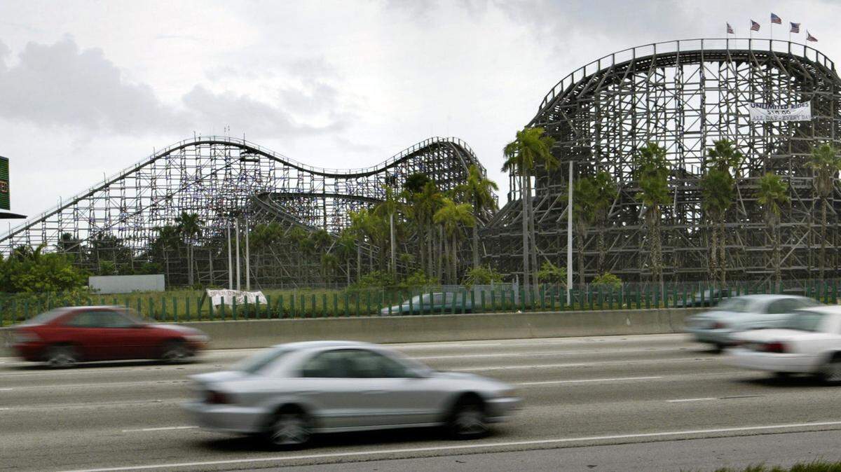 The Hurricane rollercoaster at Boomers from I-95 between Stirling and Griffin roads in Dania Beach.